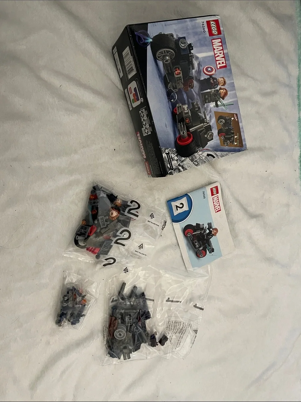 LEGO Marvel Captain America and Black Widow Motorcycle Build Set